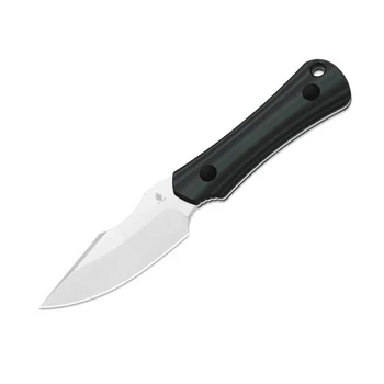 Kizer Bone Fixed Blade Knife Black/Green G10 Handle AEB-L Drop Point Plain Edge Satin Finish 1122A3