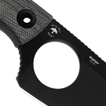 Kizer Nightjar Fixed Blade Knife Black Norplex UltreX™ Micarta Handle AUS-10 Plain Edge Black PVD/Stonewash Finish 1114A1