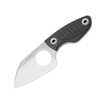 Kizer Nightjar Fixed Blade Knife Gray Aluminum Handle AUS-10 Sheepsfoot Plain Edge Stonewash Finish 1114A2