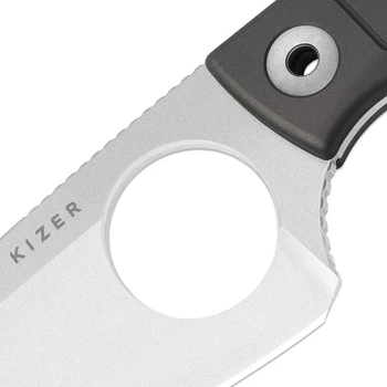 Kizer Nightjar Fixed Blade Knife Gray Aluminum Handle AUS-10 Sheepsfoot Plain Edge Stonewash Finish 1114A2