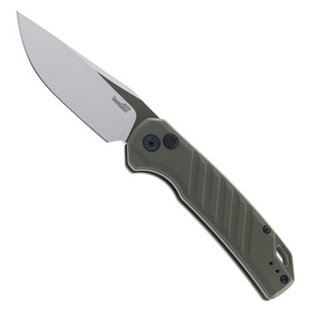 と Kershaw Launch 23 Button Lock Automatic Knife Olive Anodized