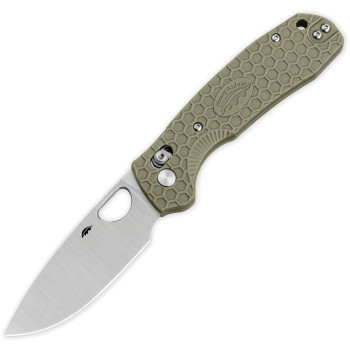 Honey Badger Crossbolt Lock Folding Knife Green FRN Handle 8Cr13MoV Drop Point Plain Edge Satin Finish HB6003