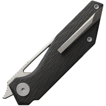 Cavol Shimo Folding Knife Black Carbon Fiber Handle M390 Tanto Plain Edge Satin Finish C05CDS