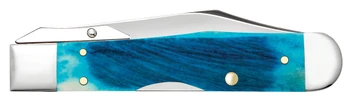 Case Sawcut Folding Knife Caribbean Blue Jigged Bone Handle Tru-Sharp Clip Point Plain Edge Polished Finish 25578