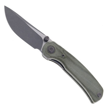 Kizer Pioneer Folding Knife Green Micarta Handle Gray Stonewashed
