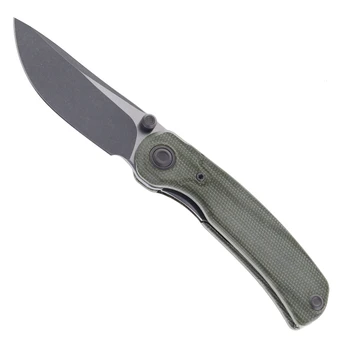 Kizer Pioneer Folding Knife Green Micarta Handle Gray Stonewashed/Satin 14c28n Blade ZX-FK03-M4