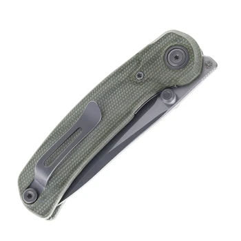 Kizer Pioneer Folding Knife Green Micarta Handle Gray Stonewashed/Satin 14c28n Blade ZX-FK03-M4