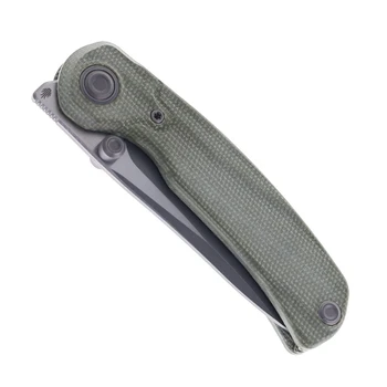Kizer Pioneer Folding Knife Green Micarta Handle Gray Stonewashed/Satin 14c28n Blade ZX-FK03-M4