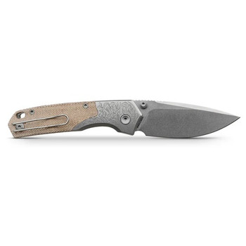 Vosteed Psyop Folding Knife Natural Norplex UltreX™ Micarta Handle S35VN Drop Point Plain Edge Stonewash Finish A2232