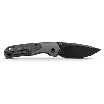 Vosteed Psyop Folding Knife Black Norplex UltreX™ Micarta Handle S35VN Drop Point Plain Edge Black Stonewash Finish A2233