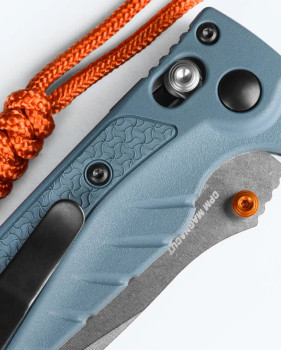 Benchmade Mini Adira Axis Lock Folding Knife Depth Blue Grivory Handle Stonewash MagnaCut Drop Point Blade 18065