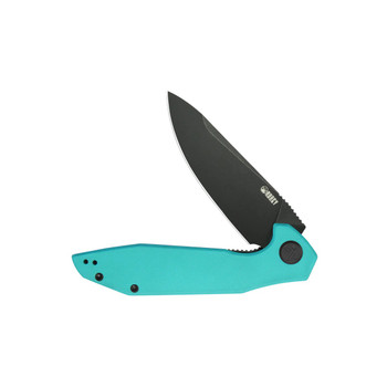 Kubey Nova Folding Knife Blue G10 Handle 14C28N Drop Point Plain Edge Blackwash Finish KU117S