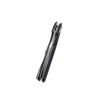 Kubey Carve Folding Knife Black G10 Handle AUS-10 Tanto Point Plain Edge Beadblast Finish KB237G