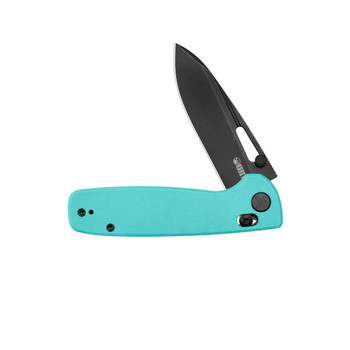 Kubey Bluff Folding Knife Blue G10 Handle 14C28N Drop Point Plain Edge Blackwash Finish KU248I