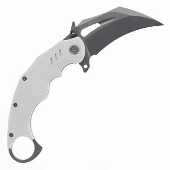 Kubey Wrath Folding Knife White G10 Handle 14C28N Plain Edge Beadblast Finish KU261L