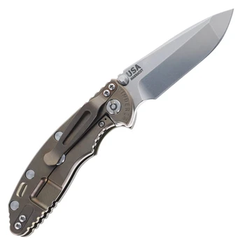 Hinderer Knives XM-18 3.25" Spanto Folding Knife OD Green G10 Bronze Stonewashed Titanium Handle Stonewashed Magnacut Blade