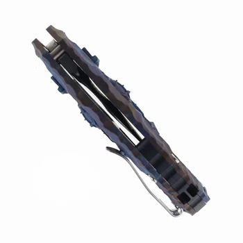 Midgards Nordri Ice Viking Folding Knife Blue/Purple Viking Texture Handle N690 Drop Point Plain Edge Stonewash Finish MM-NDRI-ICE-FLD