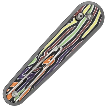 SRM Twin Folding Knife Rainbow G10 Handle N680 Dagger Plain Edge Beadblast Finish 251MB-GX