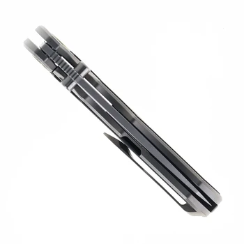 TwoSun Folding Knife Black Titanium/Carbon Fiber Handle YJ01-V1 Drop Point Plain Edge TS585-YJ01-V1