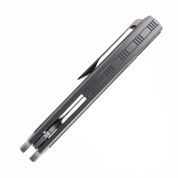 TwoSun Folding Knife Black Titanium/Carbon Fiber Handle YJ01-V1 Drop Point Plain Edge TS585-YJ01-V1