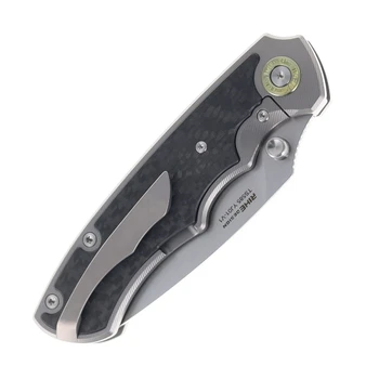 TwoSun TS585 Folding Knife Black Titanium/Carbon Fiber Handle 3.5" YJ01-V1 Drop Point