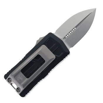 Microtech Exocet II OTF Automatic Knife D/E Stonewash M390MK Black Aluminum Handle 1157-10