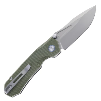Remette Rhino Folding Knife CNC Machined Micarta Handle 14C28N Plain Edge Ceramic Sandblast Finish MC25A