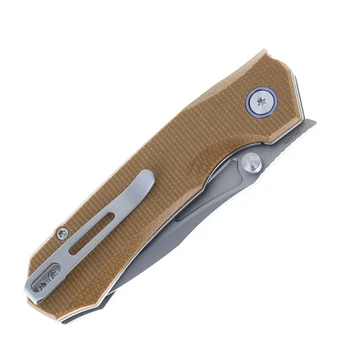 Remette Rhino Folding Knife CNC Machined Micarta Handle 14C28N Plain Edge Ceramic Sandblast Finish MC26A