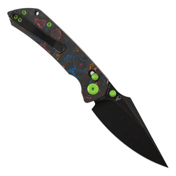 Kansept Fenrir Folding Knife 80's Camo Carbon Fiber Handle S35VN Harpoon Plain Edge Black Stonewash Finish K1034V4