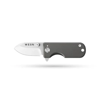 WESN The Microblade Folding Knife Gray Titanium Handle D2 Plain Edge WESN01-0
