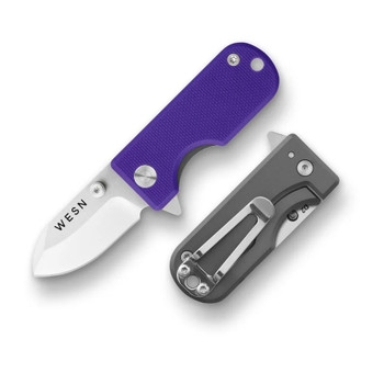 WESN The Microblade Folding Knife Violet Titanium Handle D2 Plain Edge WESN01-54