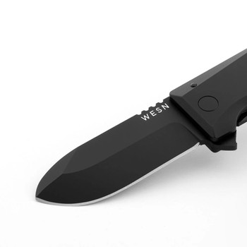 WESN The Allman Folding Knife Blackout Titanium Handle S35VN Drop Point Plain Black Blade WESN04-5