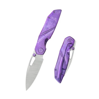 KB Sear Folding Knife Crystalized Purple Titanium Handle Satin S90V Blade KB457D