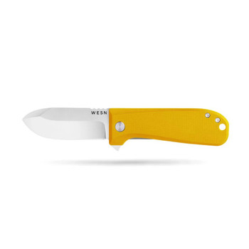 WESN The Allman Folding Knife Mustard G10 Handle S35VN Drop Point Plain Edge WESN04-3