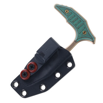 Microtech Bastinelli Bee Fixed Blade Marfione Select Antique Green Titanium Handle Bronze 440C Hawkbill Blade 218-13MS1