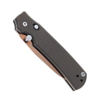 Sandrin Roma Folding Knife Dark Bronze Titanium Handle Tungsten Carbide Wharncliffe Plain Edge Bronze PVD Blade