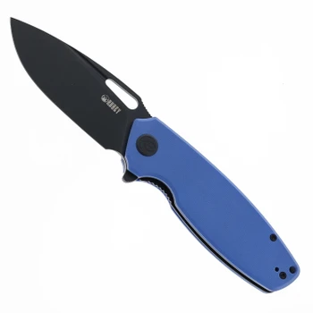 Kubey Tityus Folding Knife Blue G10 Handle D2 Plain Edge Dark Stonewash Finish KU322I