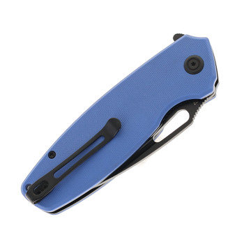 Kubey Tityus Folding Knife Blue G10 Handle D2 Plain Edge Dark Stonewash Finish KU322I