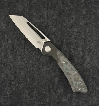 Gecko Customz Pictus XL V2 Folding Knife Blackwashed Titanium & Shipwrecked Camo Carbon Handle Satin S90V Blade