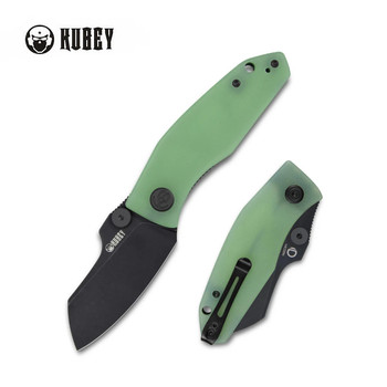 Kubey Monsterdog Liner Lock Folding Knife Jade G10 Handle 14C28N Plain Edge Darkwash Finish KU337C