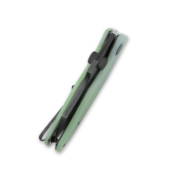 Kubey Monsterdog Liner Lock Folding Knife Jade G10 Handle 14C28N Plain Edge Darkwash Finish KU337C