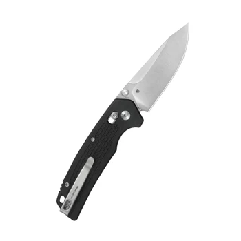 Kubey Freki Folding Knife Black G10 Handle 14C28N Drop Point Plain Edge Satin Finish KU465A