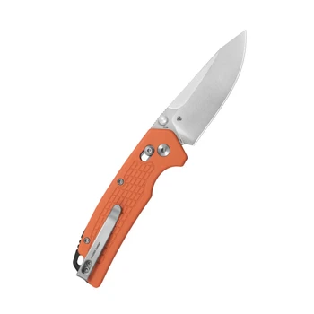 Kubey Freki Folding Knife Orange G10 Handle 14C28N Drop Point Plain Edge Satin Finish KU465C