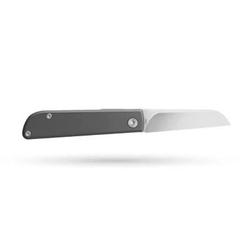 WESN The Samla Folding Knife Gray Titanium Handle 12C27 Sheepsfoot Plain Edge Satin Finish WESN14-1