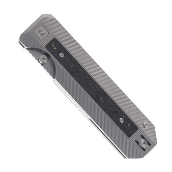 Knife Standards RR Standard Frame Lock Folding Knife Gold Carbon Fiber Inlay Titanium Handle Belt Satin Magnacut Blade
