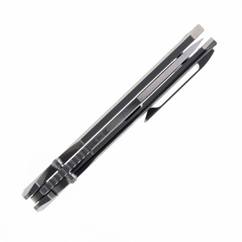 Knife Standards RR Standard Frame Lock Folding Knife Gold Carbon Fiber Inlay Titanium Handle Belt Satin Magnacut Blade