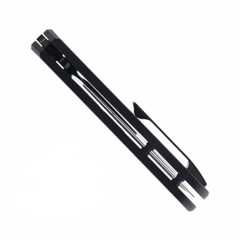 Knife Standards RR Station Frame Lock Folding Knife Blackout Stonemilled Titanium Handle Vanax Superclean DLC Belt Satin Blade