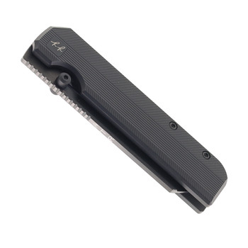 Knife Standards RR Station Frame Lock Folding Knife Blackout Stonemilled Titanium Handle Vanax Superclean DLC Belt Satin Blade