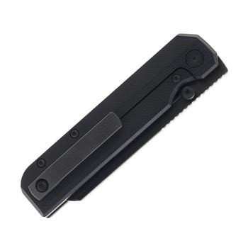 Knife Standards RR Station Frame Lock Folding Knife Blackout Stonemilled Titanium Handle Vanax Superclean DLC Belt Satin Blade