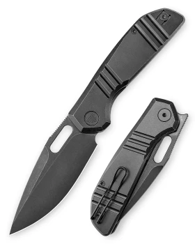Trivisa Knives Gecko-B Liner Lock Folding Knife Black Stonewashed M390 Blade Black Titanium Handle